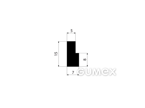 Gumový profil tvaru "L", 15x7/8mm, 45°ShA, EPDM, -40°C/+100°C, čierny